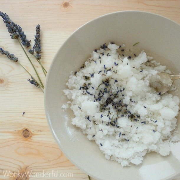 How To Make Lavender Sugar Homemade Body Scrub Recipe wonkywonderful.com