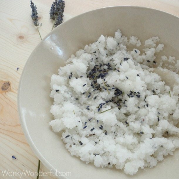 How To Make Lavender Sugar Homemade Body Scrub Recipe wonkywonderful.com