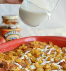 Glazed Apple Fritter Bake made with Musselman's Apple Butter, Croissants and Apples. Great Brunch Recipe! wonkywonderful.com