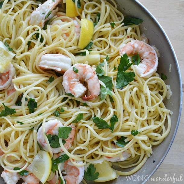 Shrimp Scampi Pasta - wonkywonderful.com