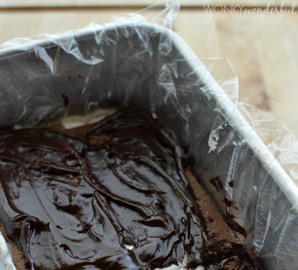 loaf pan filled with ice box cake ingredients
