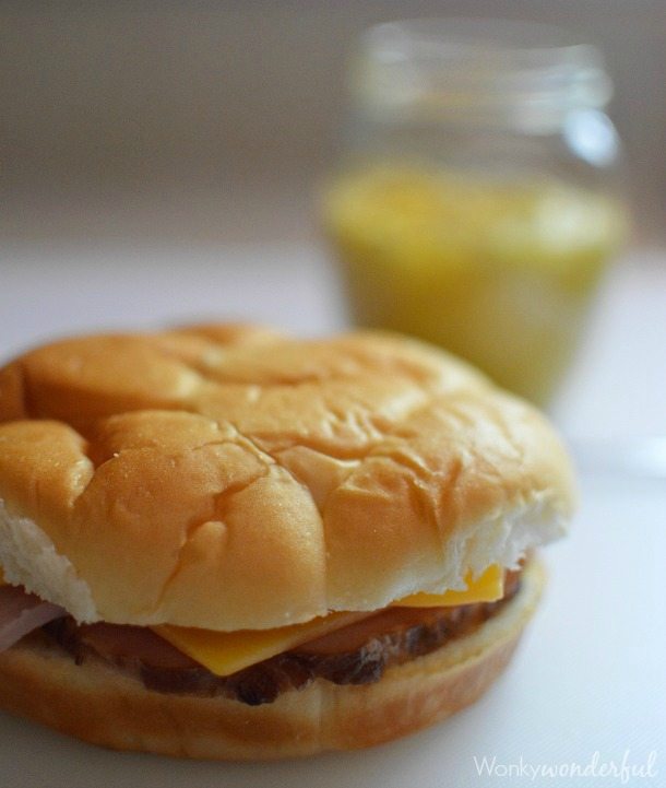 ham and cheese sandwich before being heated