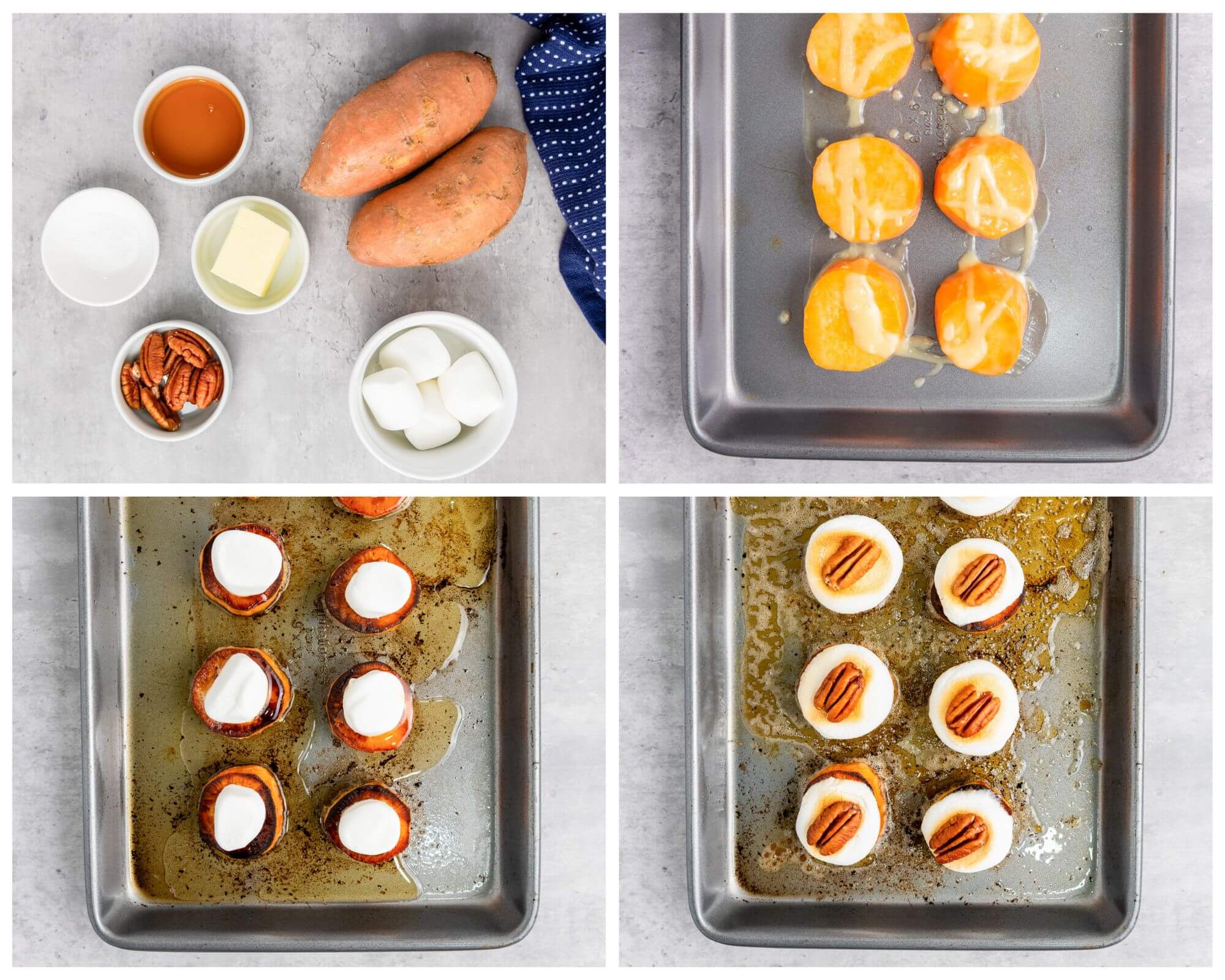 sweet potatoes process photo collage