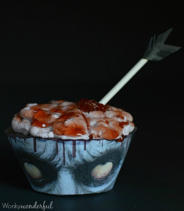Bloody Zombie Brain Cupcakes - The perfect dessert recipe for Halloween or your The Walking Dead party!