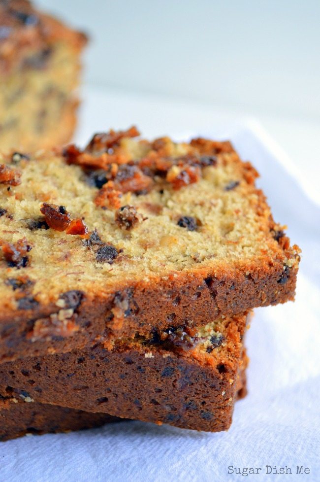 slices of tan bread with flecks of dark brown and red spots