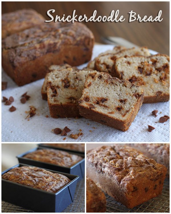 three photos of light brown loaf - photo text: snickerdoodle bread