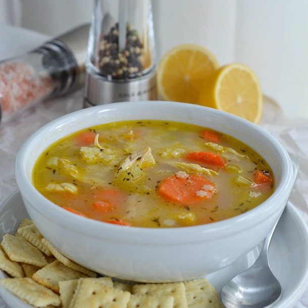 Easy Chicken Soup Recipe with Lemon and Pepper - The great flavor of lemon pepper chicken in soup form! Meyer Lemon and Fresh Cracked Pepper make this healthy chicken noodle soup unforgettable!