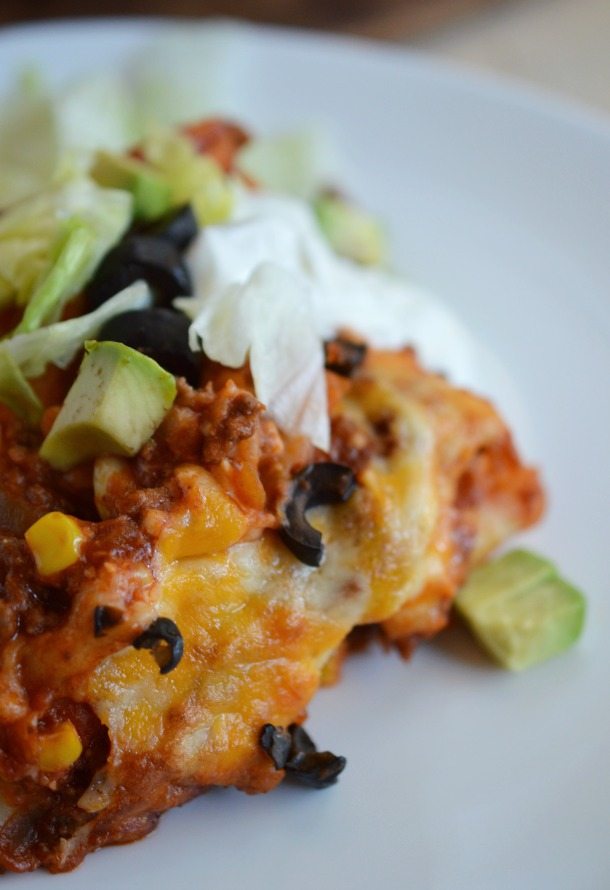 Fiesta Sloppy Joe Casserole - This easy dinner recipe is sure to be a family favorite! Echiladas, sloppy joes and a casserole all in one unique dish!