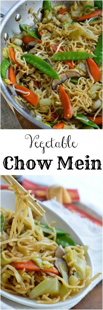 This Easy Chow Mein Recipe is how to make chow mein noodles at home. With this homemade take out you can enjoy vegetable stir fry for dinner without leaving your house! Chinese food straight from your kitchen!