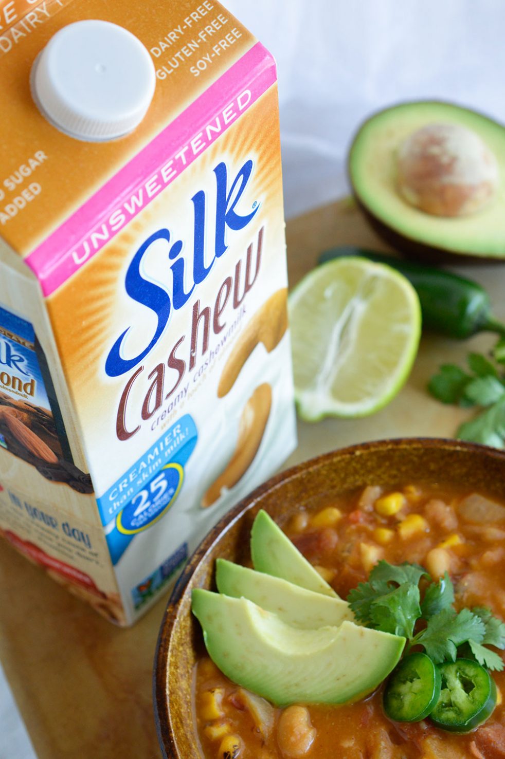 This One-Pot White Bean Vegan Chili Recipe is great for Meatless Monday or as a meat free game day option. All the flavor of a thick chili without any meat!