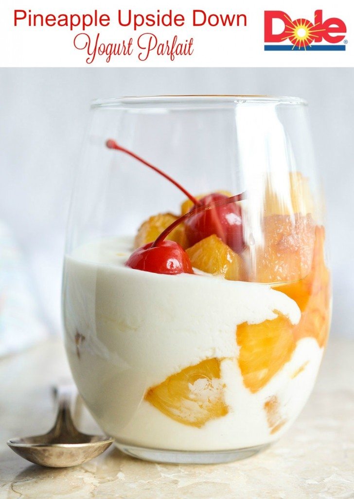 Make a Pineapple Upside Down Yogurt Parfait for a quick and flavorful 3-step snack or dessert! This sweet treat is less than 500 calories and comes together in 10 minutes or less!
