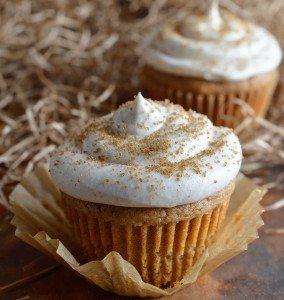 Spiced Cupcakes with Cinnamon Cream Cheese Frosting are the perfect Fall dessert! This easy recipe is great for holiday parties and meals. A very special secret ingredients adds a blast of flavor!