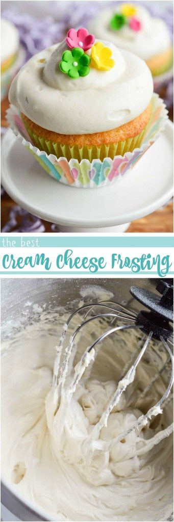 This Vanilla Cream Cheese Frosting Recipe is perfect for just about any cake. Cream cheese whipped into buttercream icing and flavored with vanilla. Make these Spring cupcakes for a tasty Easter treat!