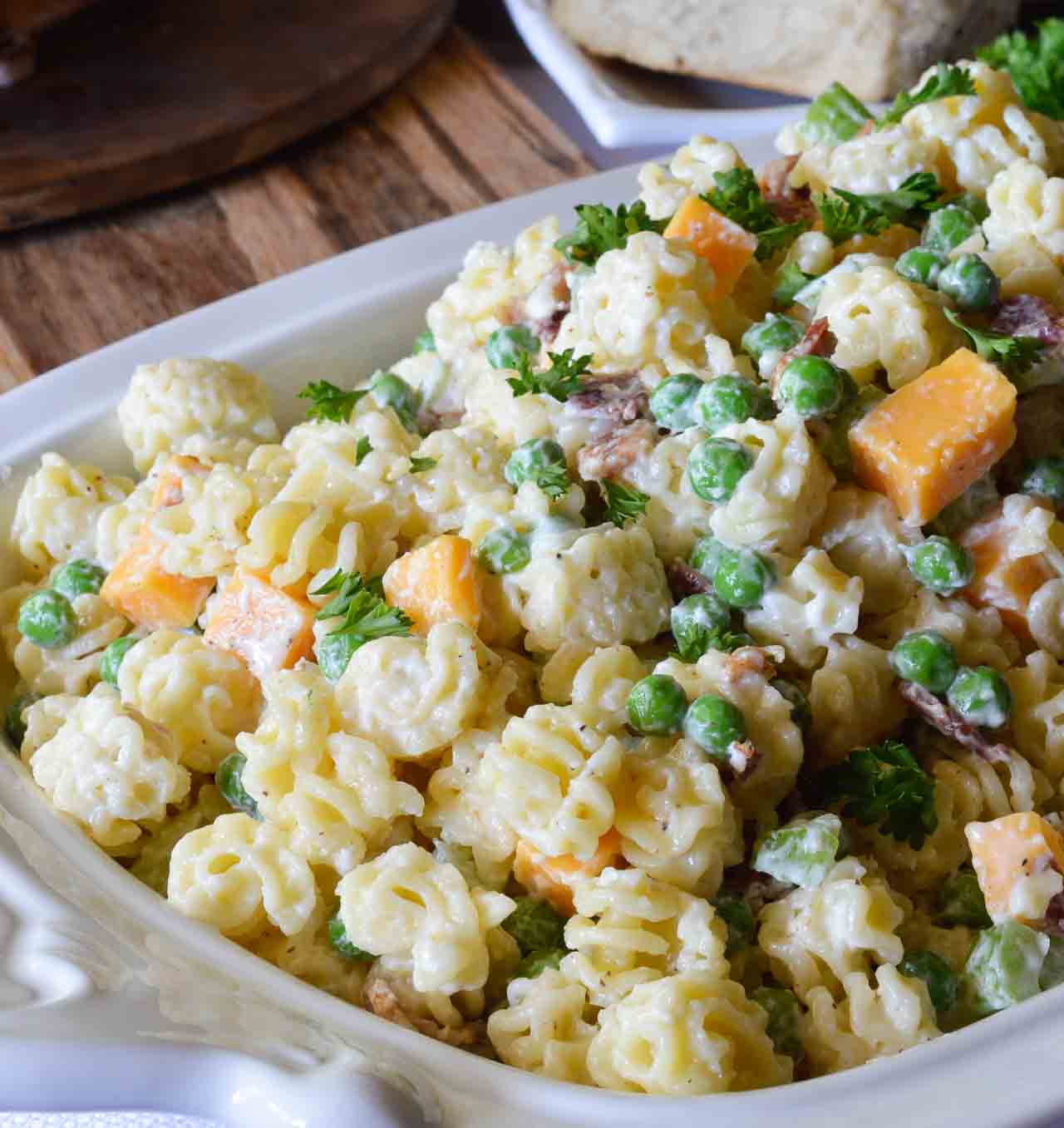 This Easy Pasta Salad Recipe is perfect for picnics, holiday feasts and potlucks! Just in time to make as an Easter side dish. It goes great with a glazed spiral ham!