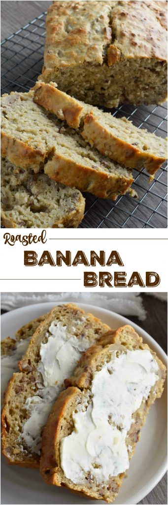 Say goodbye to dry, hard to swallow chunks of banana bread. This Super Moist Banana Bread Recipe is made with Greek yogurt and roasted bananas. This flavorful quick bread is perfect for dessert, breakfast or a snack!