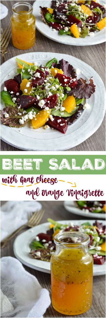 Beet Salad with Goat Cheese and Orange Vinaigrette Dressing photo collage