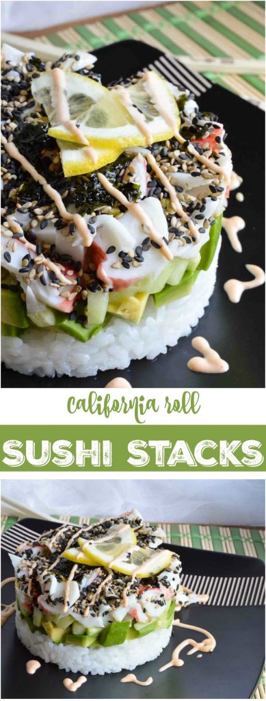 Homemade Sushi Stacks have all of the great flavors of a California Roll! This recipe is perfect for parties, special occasions or a fun dinner night. No special equipment needed!