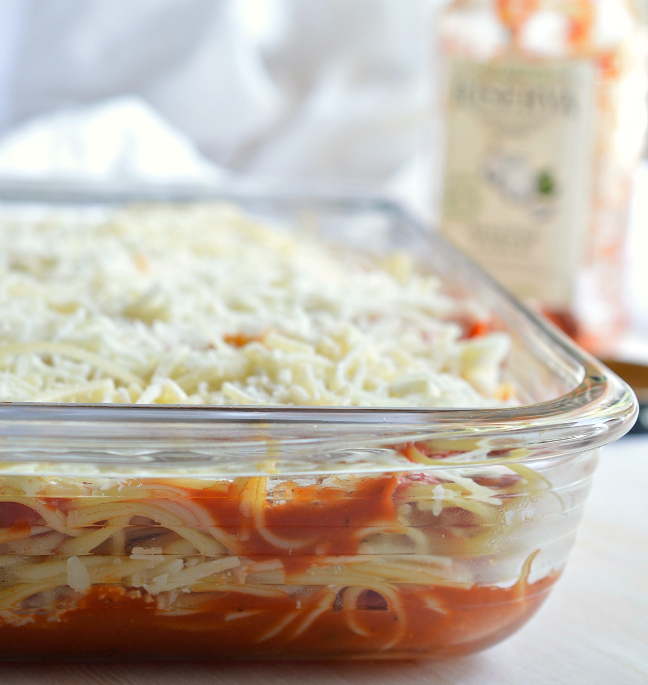 prepped spaghetti in dish