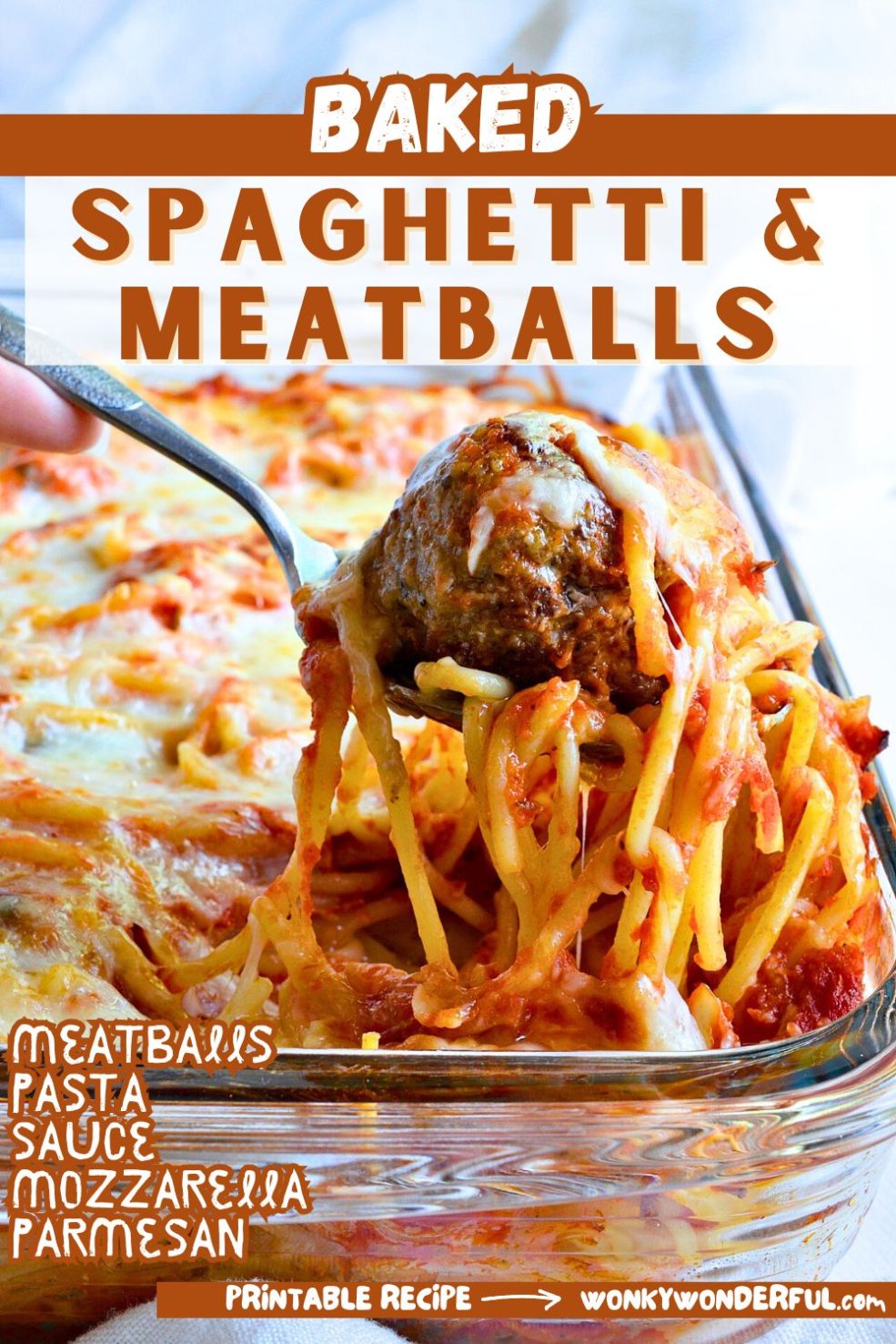 baked spaghetti pinnable image