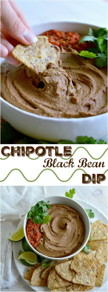 If you are looking for a new twist on boring old bean dip, try this Chipotle Black Bean Dip Recipe! Black beans, chipotle, adobo and lime blended to make this fantastic homemade cold dip. The perfect summertime snack!