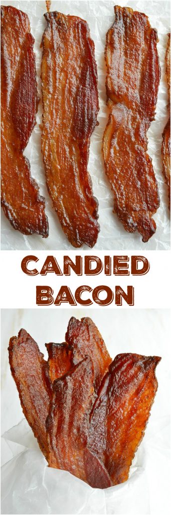 This Candied Bacon Recipe should be illegal. It IS that good! Just 3 ingredients make a glazed bacon that is sweet, salty, crispy and super addictive. This apple butter glazed bacon is perfect for any meal or occasion!