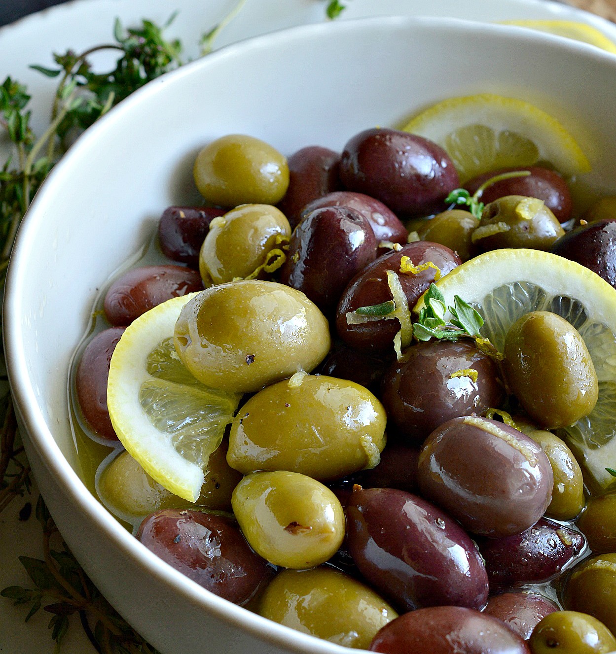 Lemon Thyme Marinated Olives