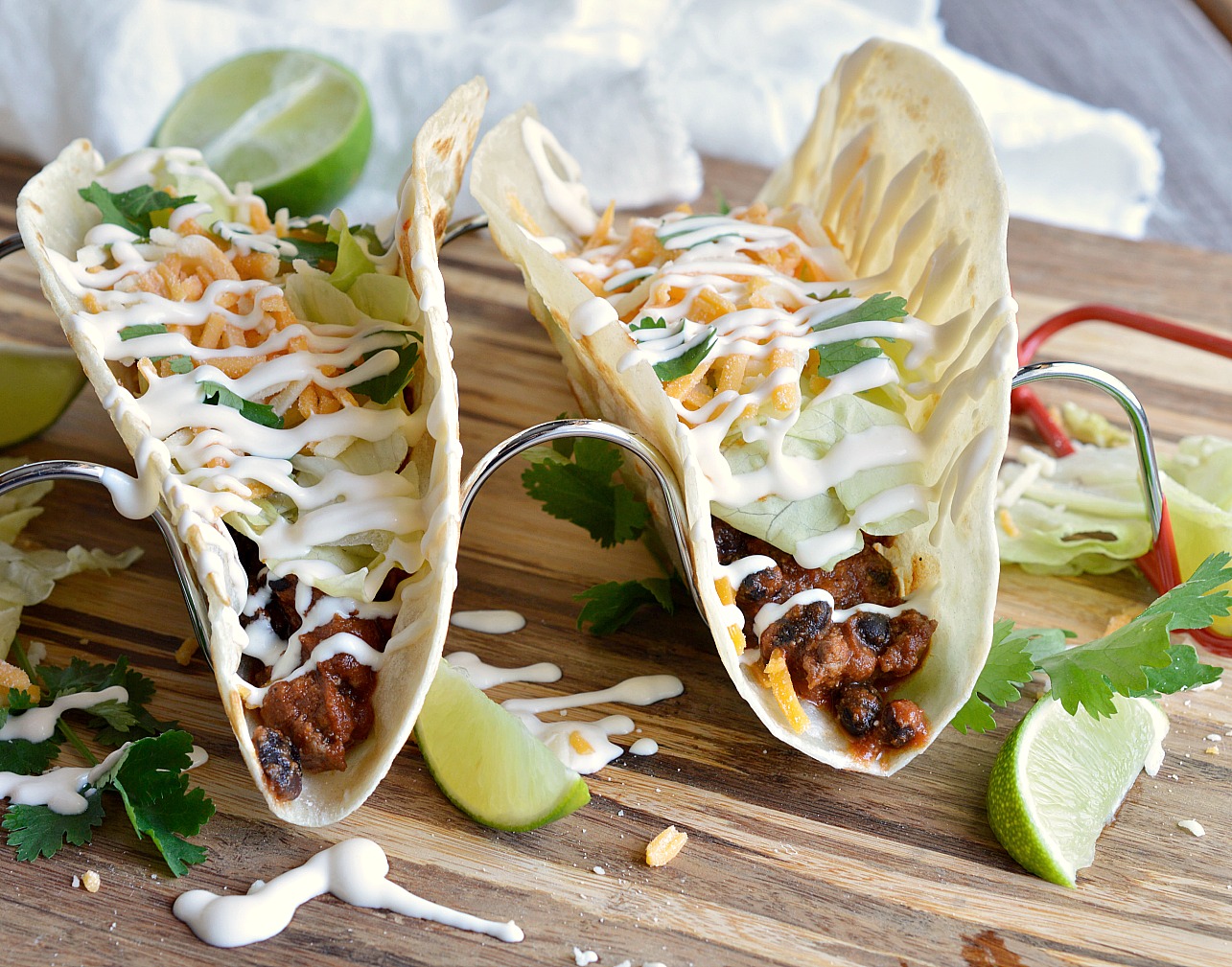 Forget about Taco Tuesday, go for tacos everyday! These Chipotle Black Bean Tacos give regular tacos a new twist. Beef and black beans seasoned with chipotle make the ultimate taco recipe! Mexican Dinner in less than 30 minutes!