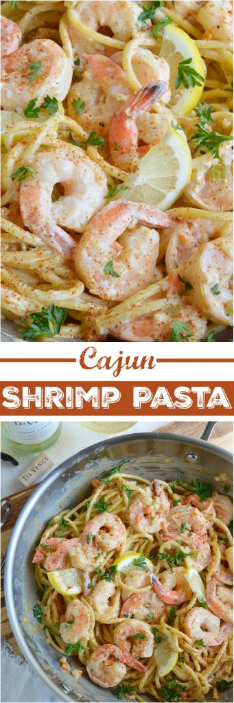 Cajun Shrimp Pasta is a fancy yet simple dinner recipe. Shrimp and pasta slathered in a creamy wine sauce flavored with Cajun spices and lemon zest. Perfect for date night at home!