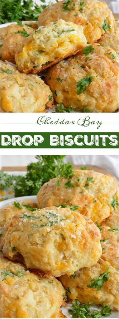 Cheddar Bay Drop Biscuits are full of flavor and light as air. These are inspired by your favorite Red Lobster Biscuits Recipe with cheddar cheese, buttermilk, fresh parsley and Old Bay Seasoning. Perfect for a quick dinner side dish or holiday feasts!
