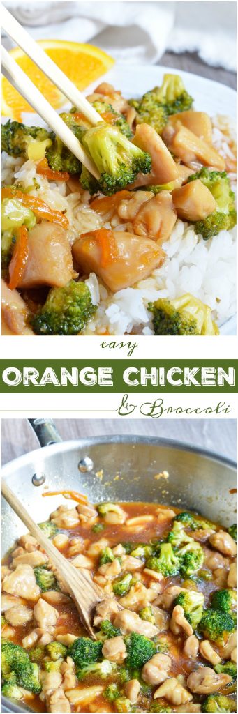 If you're craving Chinese take out this Orange Soy Chicken Broccoli is the dinner recipe you need! With six ingredients and about 20 minutes you can have a delicious Asian inspired meal.