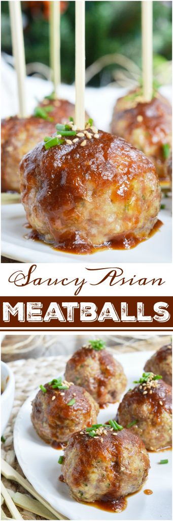 These Saucy Asian Meatballs are perfect for parties! This easy appetizer recipe is a combo of baked meatballs and a sweet ginger sauce that takes just 10 minutes to make.
