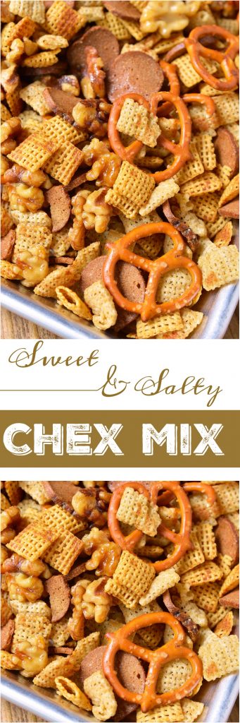 Your favorite snack just got tastier! This Sweet and Salty Chex Mix Recipe combines all your favorite Chex party mix ingredients with maple glazed nuts for a sweet surprise.