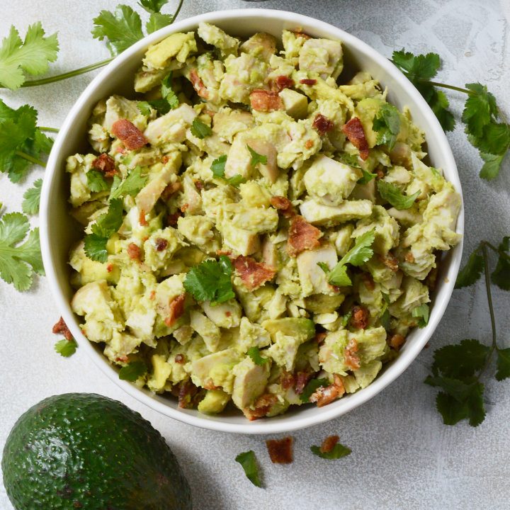 Wanting to eat healthy and nutritious without giving up your favorite foods? This Bacon Avocado Chicken Salad Recipe is full of flavor, healthy fats and is Whole30 friendly.