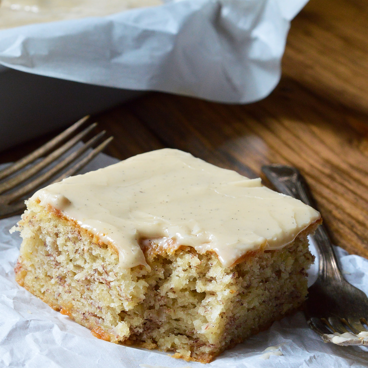Buttermilk Banana Cake Recipe with Vanilla Buttermilk Glaze