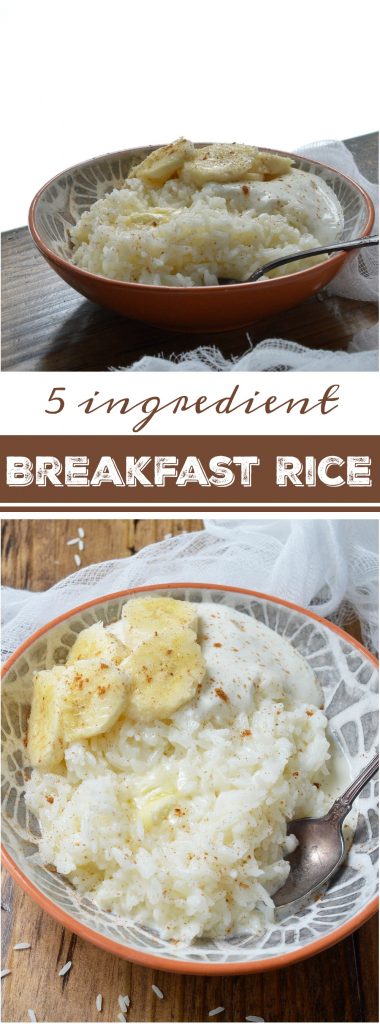 This 5 Ingredient Breakfast Rice Recipe is a dish from my childhood. Not only is it quick and easy but a 3rd grader can make it. . . I did. Sweet white rice swimming in milk and butter with a sprinkle of cinnamon. Top this comforting breakfast bowl with you favorite fruit, nuts or yogurt.