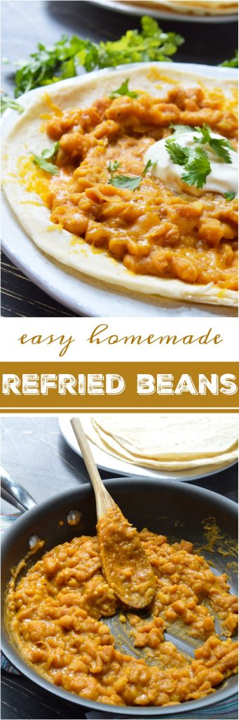 If you make this Refried Beans Recipe with Canary Beans you may never go back to the canned variety! These refried beans are easy to make and make a fantastic side dish or ingredients for Mexican dinners. #refriedbeans #mexicanfood #mexicanrecipes #beans #healthyrecipes #refriedbeansrecipes