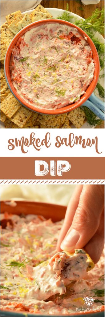 This Smoked Salmon Dip is one of my family's favorite holiday appetizer recipes. Every year I make this creamy dip full of smoked salmon, dill and lemon. An easy 5 minute appetizer that is sure to be a hit! #appetizer #dip #smokedsalmondip