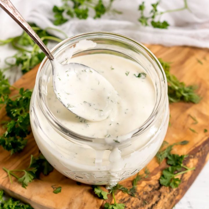 spoonful of homemade ranch dip