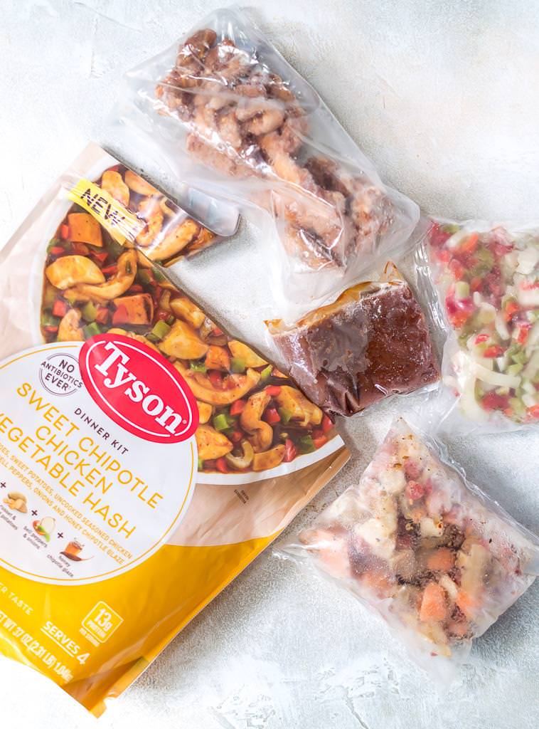 package of Tyson Dinner Kit with the contents played out on the side