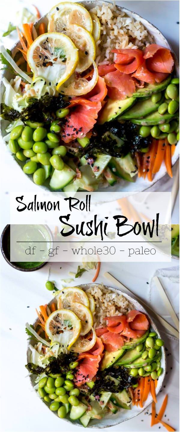 salmon sushi roll bowl photos