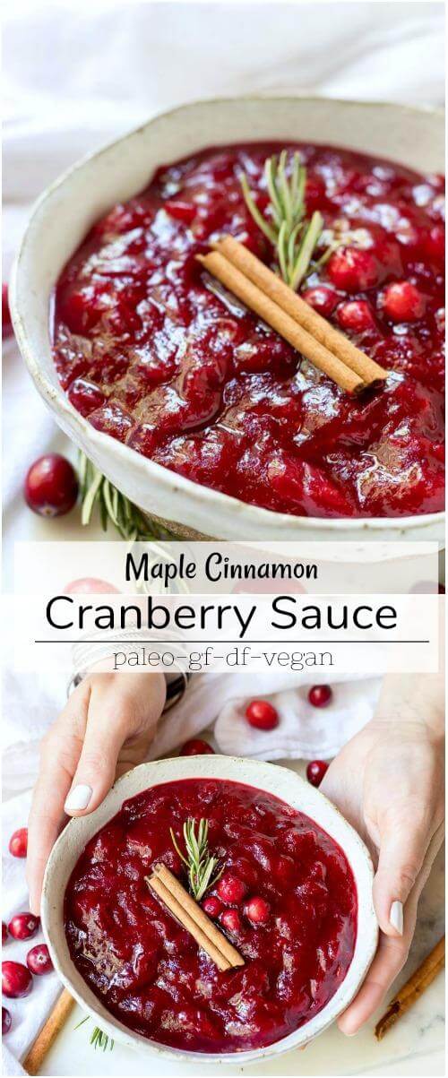 Paleo Cranberry Sauce Recipe - paleo food - paleo recipe - vegetarian paleo - fresh cranberry sauce recipes - cranberry sauce healthy - cranberry sauce homemade - how to make cranberry sauce - holiday cranberry sauce - cranberry sauce paleo - vegan recipe - vegan thanksgiving - thanksgiving vegetarian - thanksgiving side dishes - thanksgiving side dish recipes - thanksgiving dinner recipes maple cinnamon paleo cranberry sauce recipe photo collage