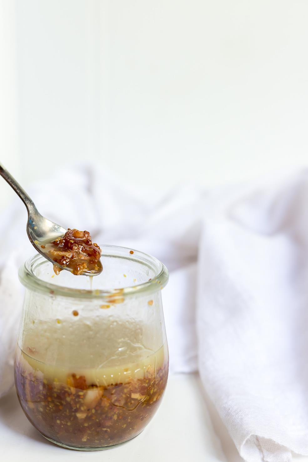 Warm Bacon Dressing in a glass jar