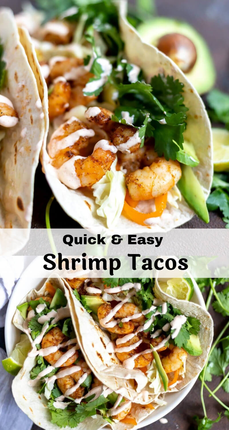 easy shrimp tacos photo collage