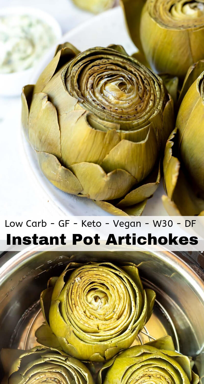 pressure cooker artichokes instant pot recipe photo collage