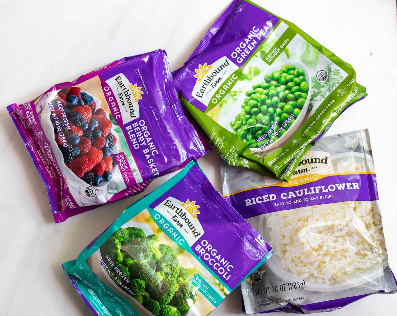 variety of frozen fruit and vegetable packages