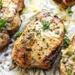 pork chops on baking sheet