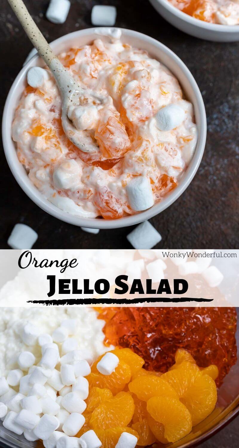 orange jello salad photo collage