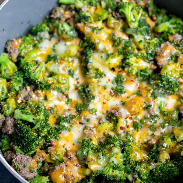 broccoli cheese and beef in pot
