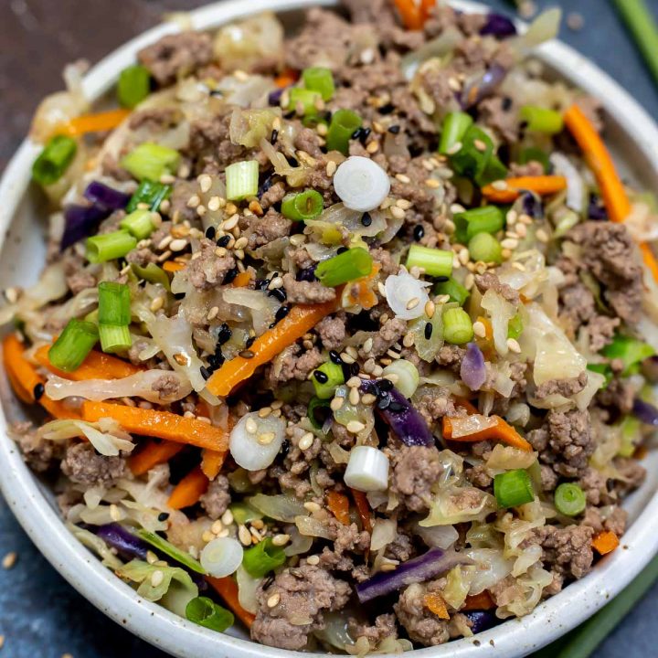 prepared meat and vegetables in white bowl