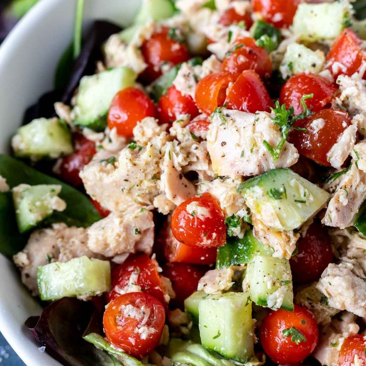 prepared tuna salad in white bowl